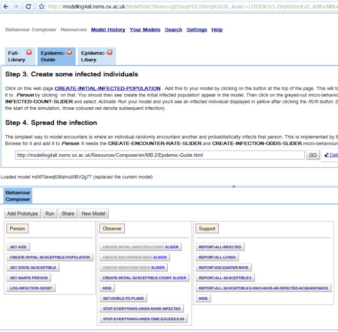 Figure 2. Screen shot of a micro-behaviour